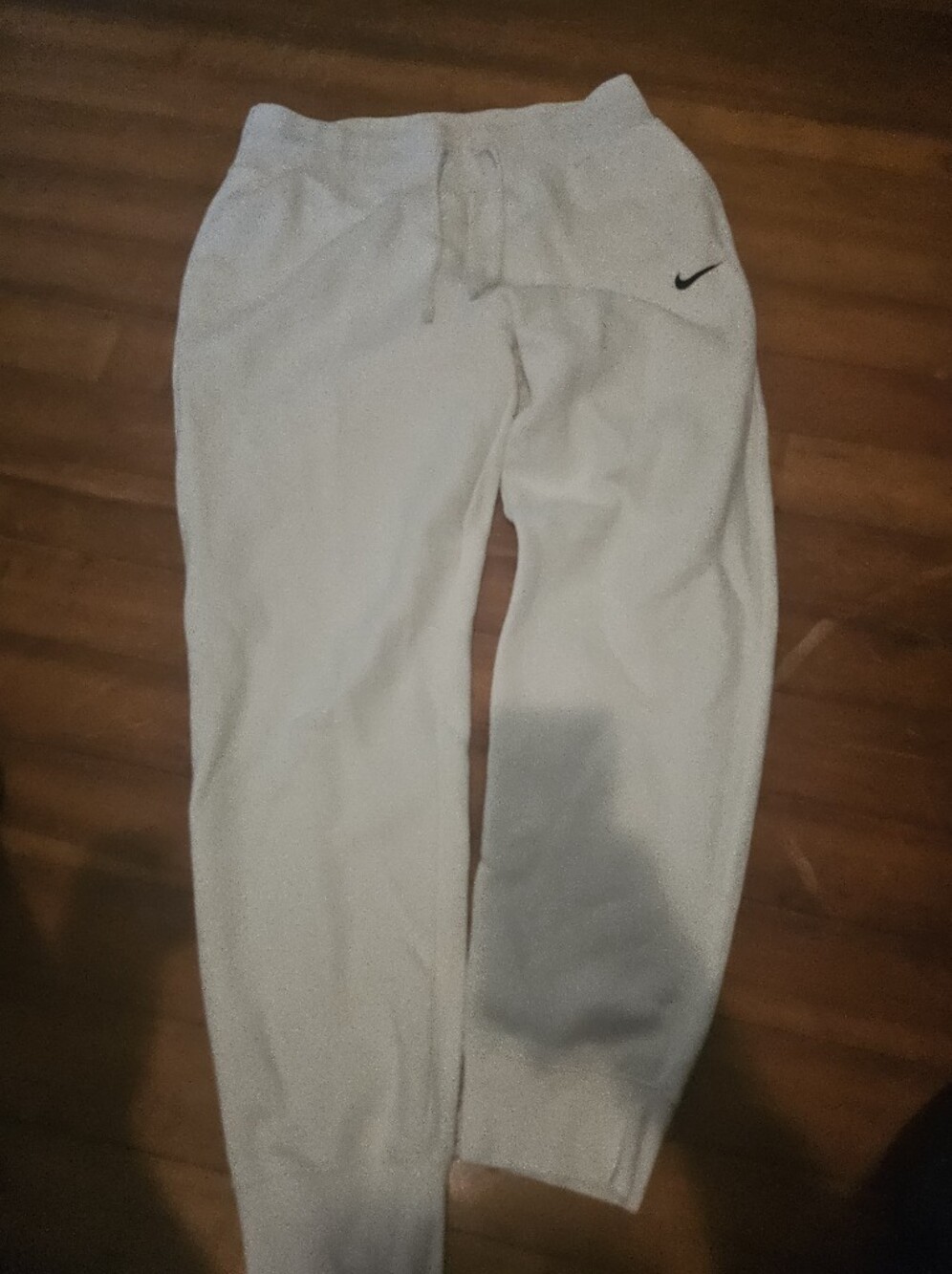Nike White Men's Jogger Sweatpants with Small Swoosh